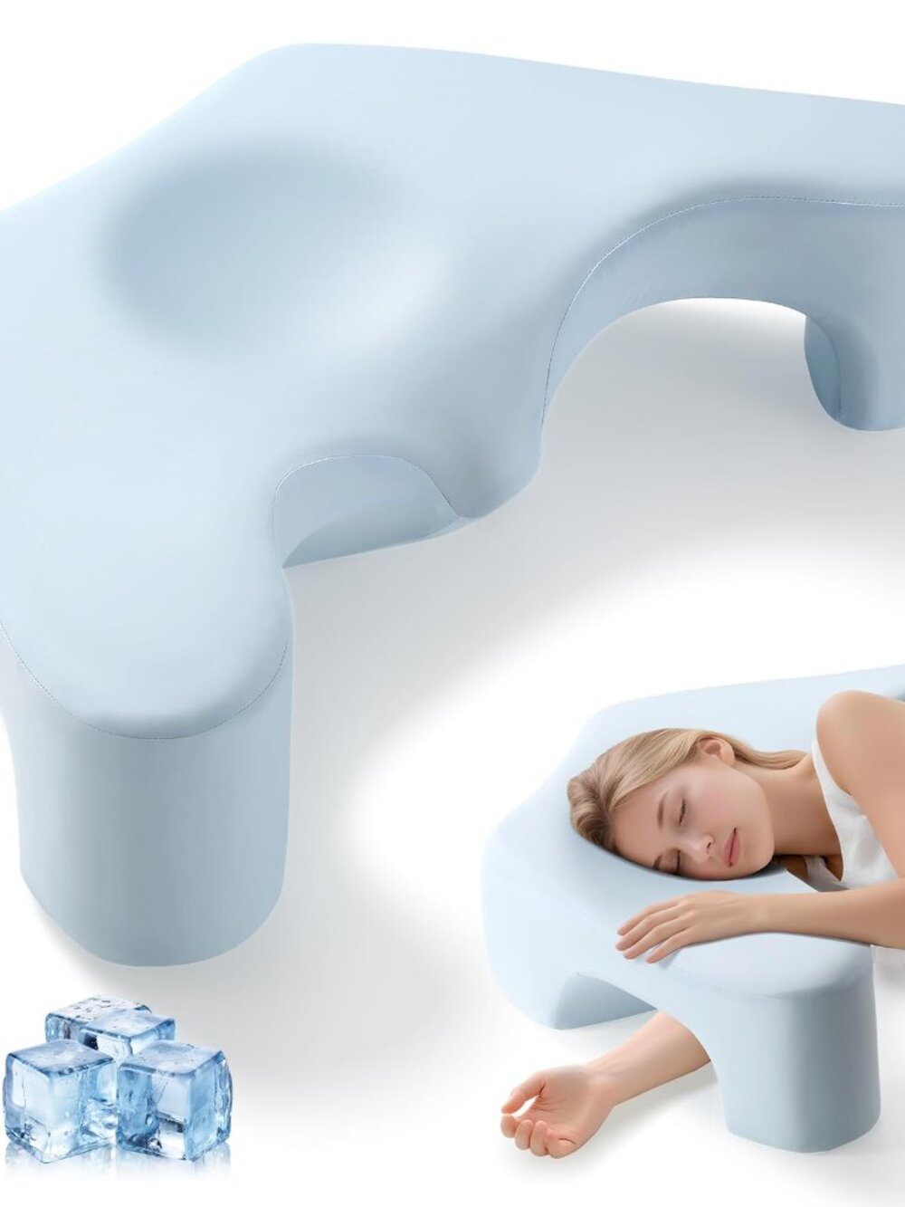 Memory Foam Side Sleeper Pillow with Arm Tunnel & Neck Support, Cooling Cover